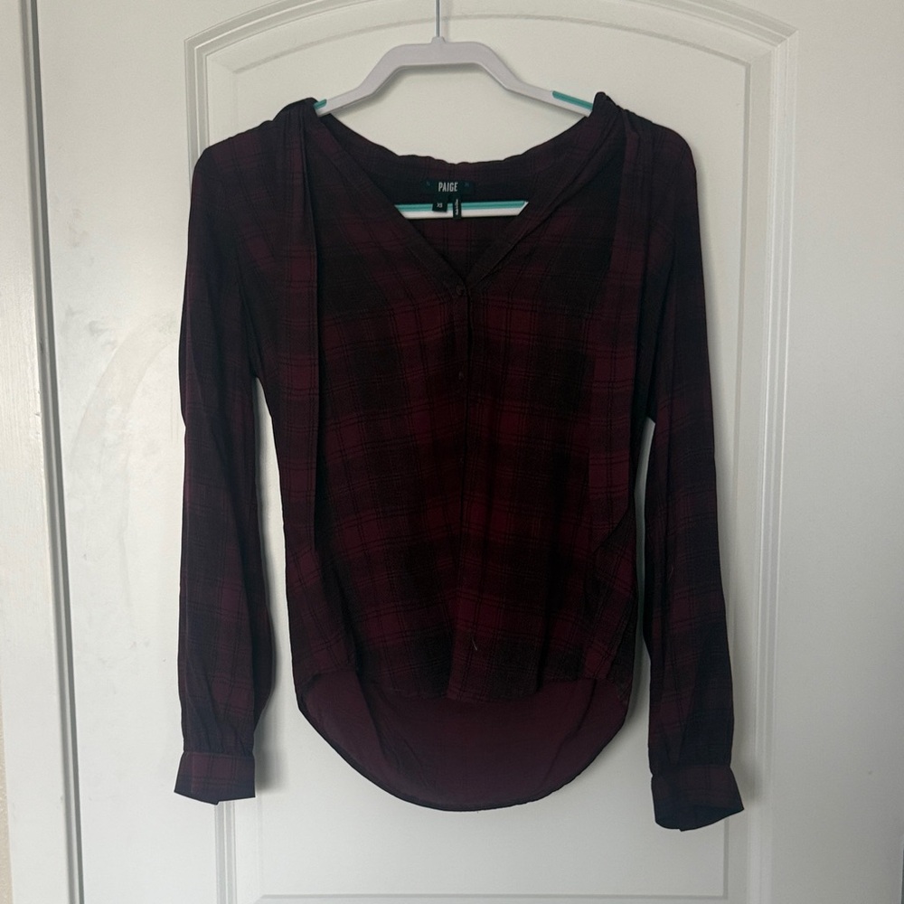 PAIGE Burgundy Plaid Blouse